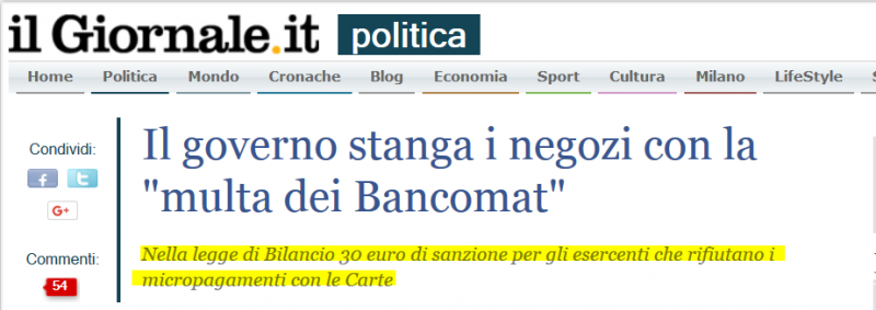 Pos, in arrivo multe fino a € 30 per i pagamenti rifiutati (ma non con la legge di Bilancio)