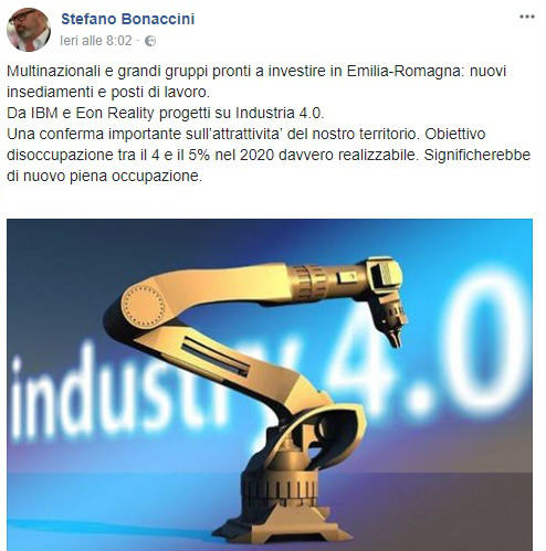 Industria 4.0 in Emilia Romagna, arrivano investimenti e nuovi posti di lavoro