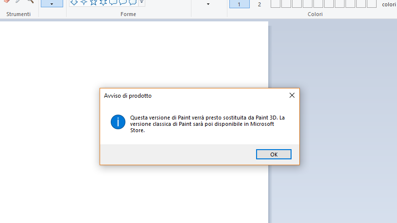 Un pop-up conferma la pubblicazione del classico Paint nel Microsoft Store