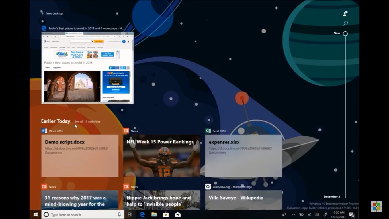 Windows Timeline: trapelano maggiori dettagli