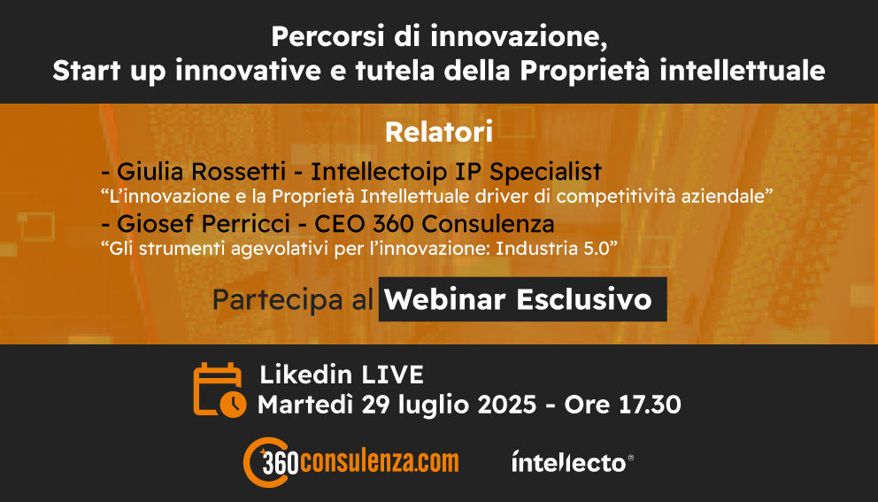 Successo per il Webinar “Innovazione, Start-Up e Proprietà Intellettuale” – Un momento di confronto e ispirazione